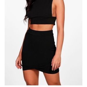 Black Wrap Mini Skirt